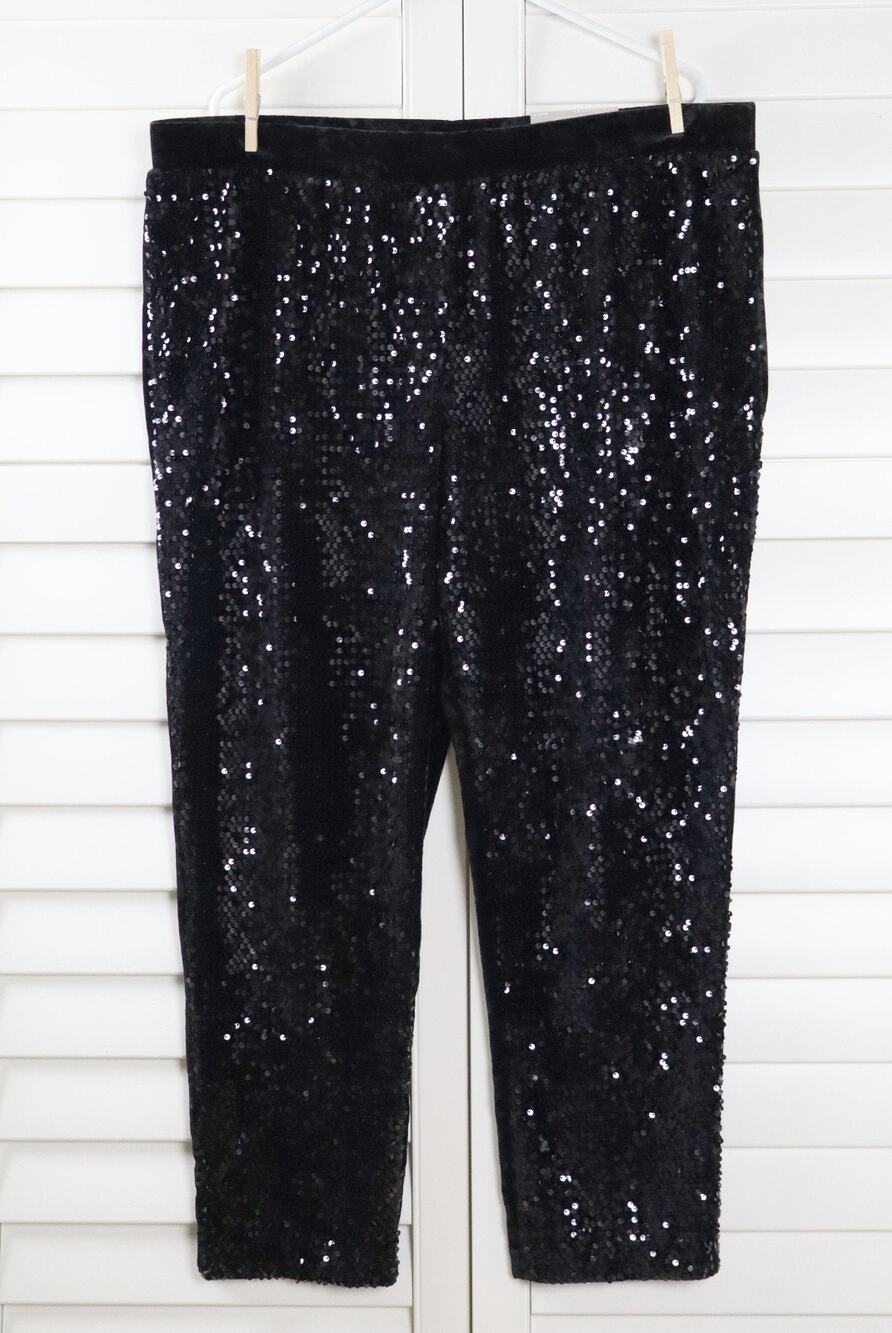 CHICO'S NWT $119 Sequins and Panne Tapered Velvet Pants Size 3.5 US XL / 18
